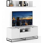 ТВ-тумба белая с  2-мя дверцами и ящиком Strict Lines варинант исполнения - 5 | Loft Concept в Казани