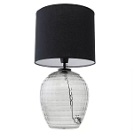 Настольная лампа с черным цилиндрическим тканевым абажуром и фактурным прозрачным основанием Black Cone варинант исполнения - 2 | Loft Concept в Казани