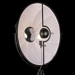 Торшер в виде прожектора с круглым тканевым абажуром на треноге черного цвета Radiance Éclat варинант исполнения - 5 | Loft Concept в Казани