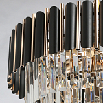 Люстра из черного металла с многоярусными подвесками из прозрачного хрусталя на золотой цепи Empire Black Chandelier Crystal варинант исполнения - 10 | Loft Concept в Казани