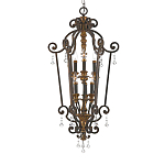 Люстра бронзового цвета с 6-ю лампами и стеклянными подвесками в классическом стиле Quoizel варинант исполнения - 1 | Loft Concept в Казани