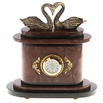 Часы настольные из натурального камня с декором в виде двух лебедей Swans Stone Clock варинант исполнения - 5 | Loft Concept в Казани