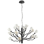 Люстра подвесная черного цвета с ветвями и белыми фарфоровыми цветами Floralis варинант исполнения - 7 | Loft Concept в Казани