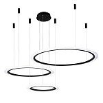 Люстра подвесная светодиодная с тремя черными кольцами и пультом управления Ring Horizontal варинант исполнения - 2 | Loft Concept в Казани