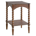 Приставной столик деревянный с резными ножками и нижней полкой Vintage Side Table Brown Wood варинант исполнения - 5 | Loft Concept в Казани