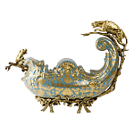 Чаша голубого цвета с оранментом и и бронзовыми фигурами леопардов Eden Garden варинант исполнения - 3 | Loft Concept в Казани