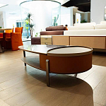 Дизайнерский журнальный стол овальной формы с открывающейся столешницей Caleb Coffee Table варинант исполнения - 2 | Loft Concept в Казани