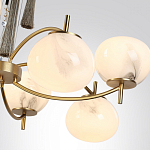 Люстра подвесная с 8-ю шарообразными плафонами из белого стекла с подвесками из камня и кисточками Agatelle варинант исполнения - 6 | Loft Concept в Казани