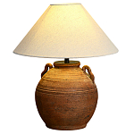 Настольная лампа керамическая коричневая с тканевым абажуром Eastern Tale варинант исполнения - 2 | Loft Concept в Казани