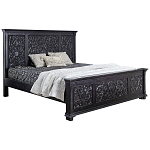 Двуспальная кровать из массива манго с резьбой Vega Grey Mango Bed варинант исполнения - 1 | Loft Concept в Казани