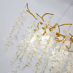 Люстра подвесная с золотистыми ветками и стеклянными подвесками в виде листьев Длина 80 см FAIRYTREE Light варинант исполнения - 4 | Loft Concept в Казани