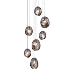 Люстра каскадная с 7-ю круглыми плафонами из рельефного стекла Disc Light варинант исполнения - 1 | Loft Concept в Казани