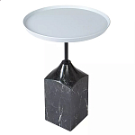 Кофейный столик с круглой столешницей и мраморным основанием Steel Reliability варинант исполнения - 2 | Loft Concept в Казани