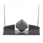 Настольный канцелярский набор из змеевика и офиокальцита с визитницами и часами Successful Leader варинант исполнения - 3 | Loft Concept в Казани