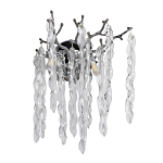 Бра цвета хром с ветвями и прозрачными стеклянными подвесками в виде вытянутых спиральных капель Droplet Chandelier варинант исполнения - 1 | Loft Concept в Казани