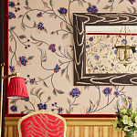 Обои с вышивкой ручной работы Flora Catherine colourway on Liso Pearl wool sateen варинант исполнения - 2 | Loft Concept в Казани