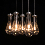 Люстра с 7-ю прозрачными плафонами из стекла в форме капли на круглом потолочном основании цвета хром Lucid Rain  варинант исполнения - 5 | Loft Concept в Казани