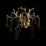 Бра в форме ветвей деревьев золотого цвета с прозрачными подвесками-каплями Droplet Bra варинант исполнения - 4 | Loft Concept в Казани