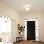 Потолочный светильник с двойным цилиндрическим плафоном из белого стекла и прозрачной органзы Kichler варинант исполнения - 11 | Loft Concept в Казани