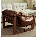 Кресло-диван кожаное на деревянном каркасе Medieval Furniture варинант исполнения - 2 | Loft Concept в Казани