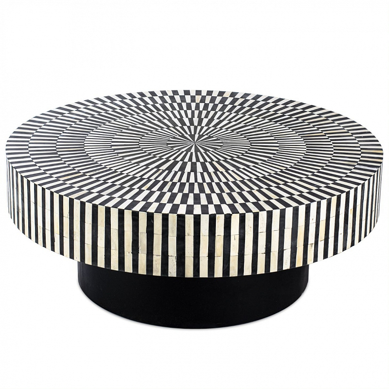 Журнальный стол Round Indian Bone Inlay coffee table Черно-белый в Казани | Loft Concept 