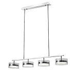 Люстра светодиодная с 4-мя круглыми прозрачными плафонами цилиндрической формы из акрила и стекла с пультом для регулировки света Glass Lamp Chromium варинант исполнения - 1 | Loft Concept в Казани