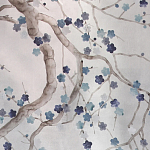 Обои ручная роспись Plum Blossom Inky Hokusai on Sterling Silver gilded silk варинант исполнения - 1 | Loft Concept в Казани