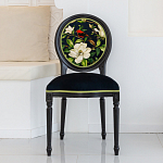 Стул чёрный из натурального бука с изображением птица в саду Blooming Red Birds варинант исполнения - 3 | Loft Concept в Казани