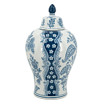 Ваза с крышкой и голубым цветочным рисунком 37 см Blue & White Ornament варинант исполнения - 2 | Loft Concept в Казани