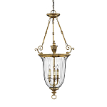 Подвесной светильник латунный с рифленым прозрачным плафоном и тремя свечеподобными лампами в классическом стиле Hinkley варинант исполнения - 1 | Loft Concept в Казани