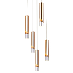 Подвесной светильник Metal Acrylic Tube Five Gold Hanging Lamp варинант исполнения - 1 | Loft Concept в Казани
