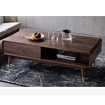 Кофейный стол из дерева с ящиком и нишей для хранения Coffee Walnut Table варинант исполнения - 3 | Loft Concept в Казани