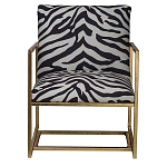 Кресло с металлическим золотистым каркасом и мягкой обивкой с чёрно-белым принтом зебры Wild animals варинант исполнения - 1 | Loft Concept в Казани