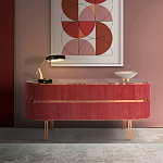 Дизайнерский комод овальный с розовой бархатной обивкой Edith варинант исполнения - 2 | Loft Concept в Казани