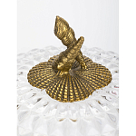 Конфетница прозрачная стеклянная на бронзовых ножках в виде морских коньков с крышкой в виде ракушки Eden Garden варинант исполнения - 2 | Loft Concept в Казани