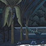 Обои ручная роспись Phuljhari Original colourway on Empire Blue dyed silk варинант исполнения - 3 | Loft Concept в Казани