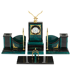 Настольный письменный набор из змеевика тёмно-зелёного цвета с декором в виде орла Successful Leader варинант исполнения - 1 | Loft Concept в Казани