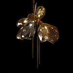 Люстра подвесная со стеклянными плафонами из дымчатого и золотистого с тремя вертикальными подвесками Gilded Mirage  варинант исполнения - 7 | Loft Concept в Казани