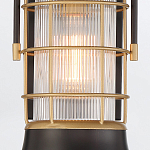 Настенный фонарь цилиндрической формы с рифленым стеклом в золотом каркасе на черном прямоугольном основании Eurofase варинант исполнения - 15 | Loft Concept в Казани