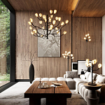 Люстра подвесная черного цвета с ветвями и белыми фарфоровыми цветами Floralis варинант исполнения - 3 | Loft Concept в Казани