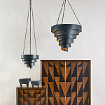 Подвесной светильник в форме спирали черный с золотой внутренней отделкой Warm Glow варинант исполнения - 3 | Loft Concept в Казани