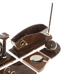 Настольный письменный набор с часами из природного камня обсидиана Competent Leader варинант исполнения - 5 | Loft Concept в Казани