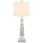 Настольная лампа с прямоугольным тканевым абажуром на белом мраморном основании Silver Threads варинант исполнения - 2 | Loft Concept в Казани