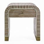 Тумбочка прикроватная с ящиком Tofino Stripes Bone Inlay Bedside Beige варинант исполнения - 1 | Loft Concept в Казани