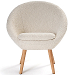 Кресло на деревянных ножках с обивкой из ткани букле Aldo Boucle Armchair варинант исполнения - 2 | Loft Concept в Казани