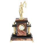 Часы настольные бронзовые из натурального камня Яшма с декором в виде Фемиды Themis Stone Clock варинант исполнения - 1 | Loft Concept в Казани