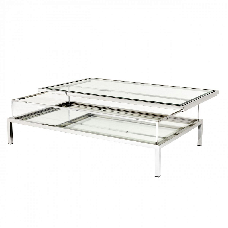 Журнальный стол Eichholtz Coffee Table Harvey Rectangular Нержавеющая сталь Прозрачное Стекло в Казани | Loft Concept 