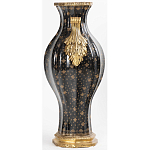 Ваза черного цвета из фарфора с золотистым узором и бронзовыми ручками Высота 39.5 см Eden Garden porcelain and bronze варинант исполнения - 2 | Loft Concept в Казани