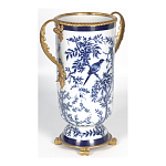Ваза с бронзовыми ручками и синим цветочным узором Blue & White Ornament варинант исполнения - 2 | Loft Concept в Казани