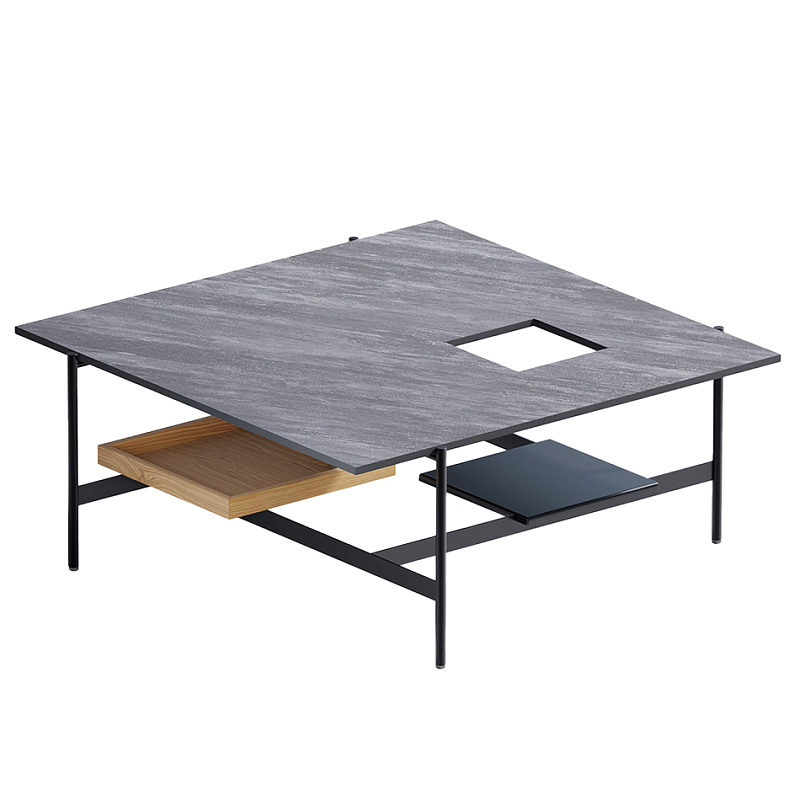 Karat журнальный столик цвета серый камень с съемным подносом Серый Черный в Казани | Loft Concept 